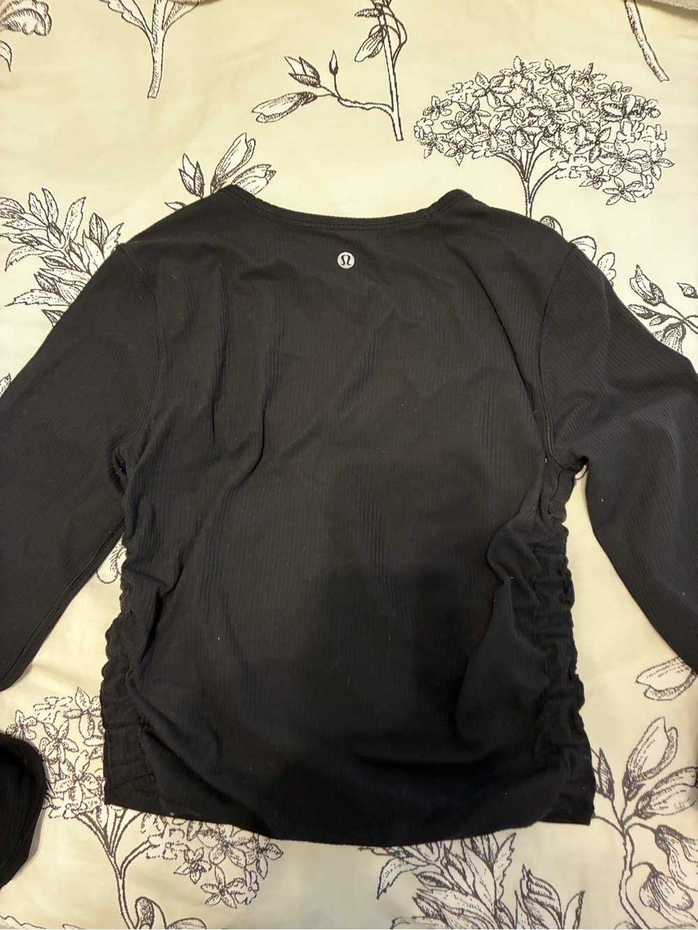 lululemon athletica Black Ribbed Long-Sleeve Crew with Side Ruching
